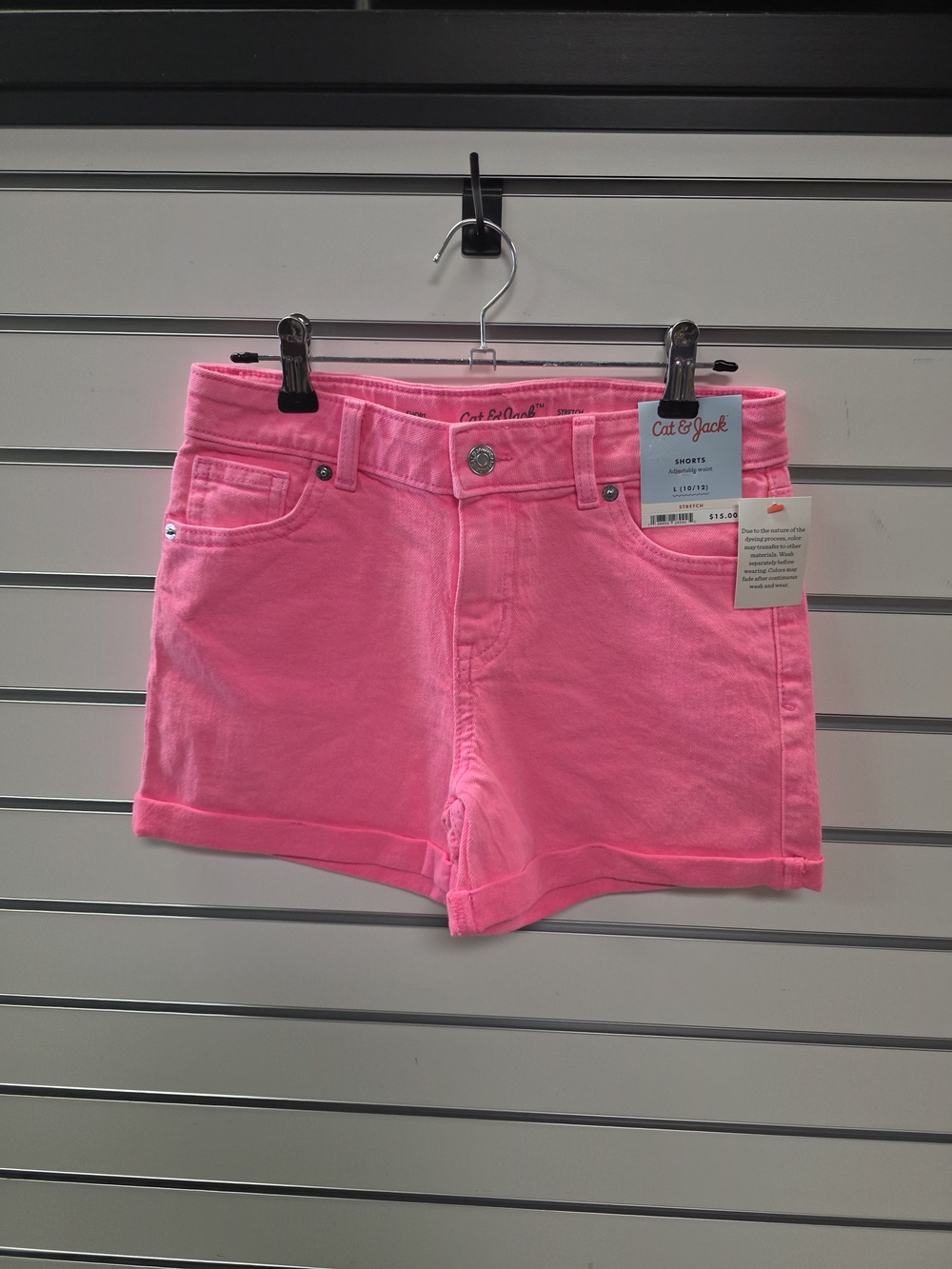 Girls L (10/12) Cat & Jack Neon Pink Denim Shorts